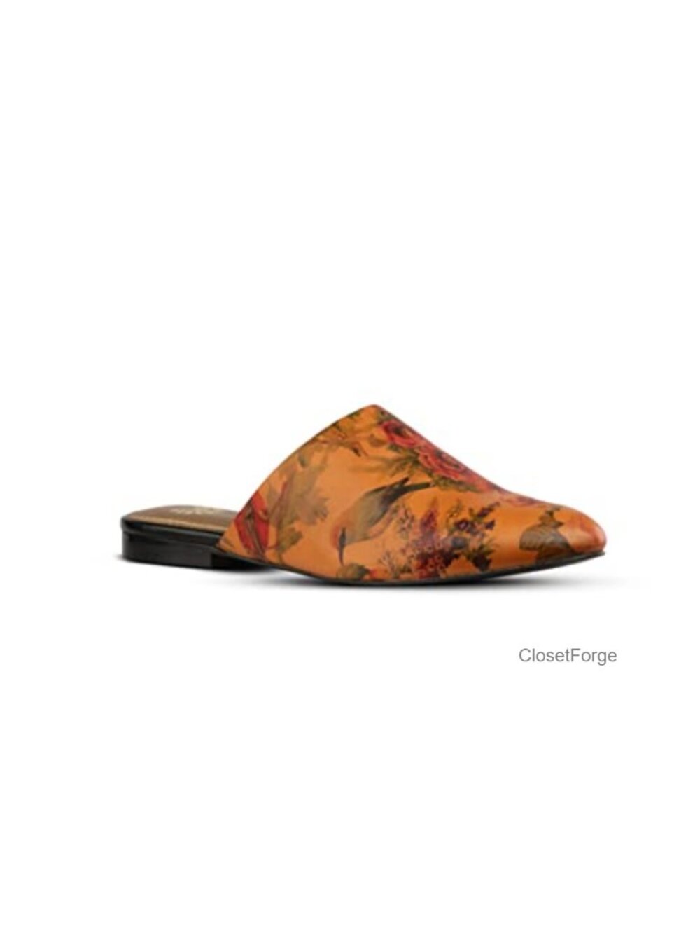 Women's Flat Mules Slip-Ons | Genuine Printed Leather Round Toe Shoes